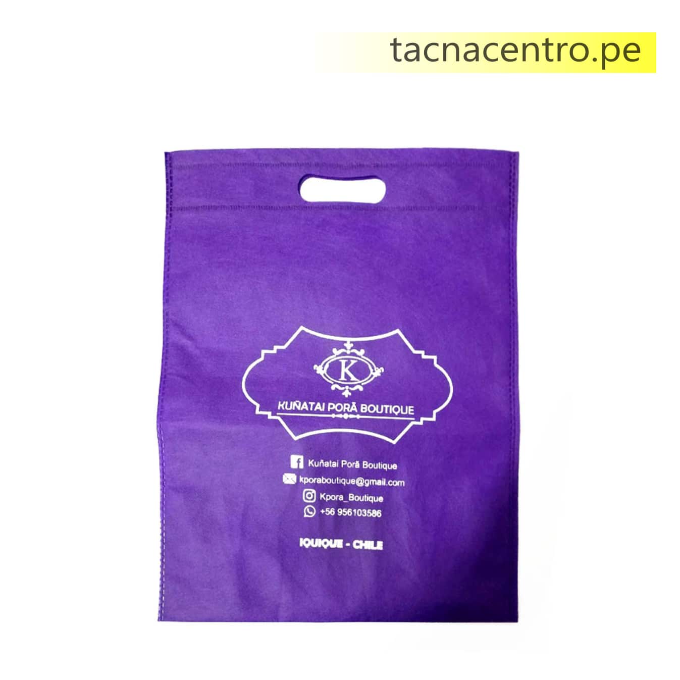 bolsa de tela tnt friselina color morado personalizada con logo - producto terminado venta por mayor