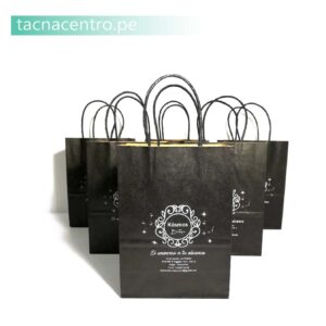 bolsas de papel kraft color negro personalizadas con logo de negocio - realizado vendido precio por mayor