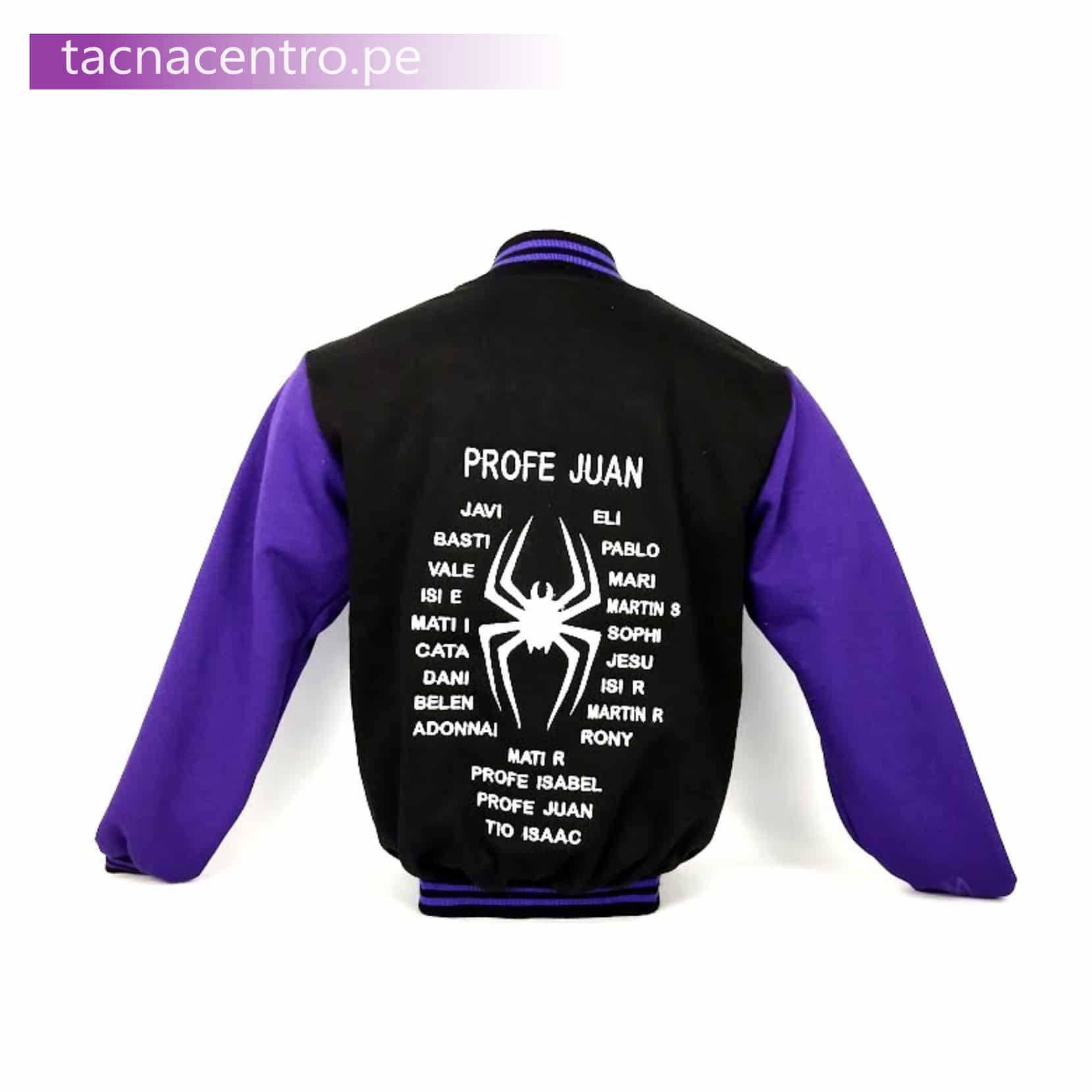 evidencia de producto terminado casaca de promocion terminada con nombres bordados en la espalda