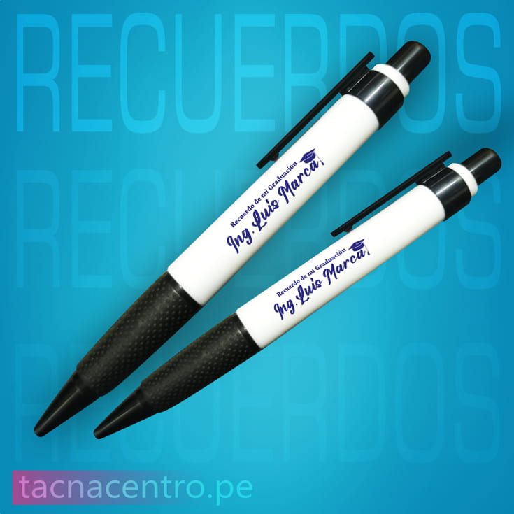 lapicero de plastico color negro personalizado con logo