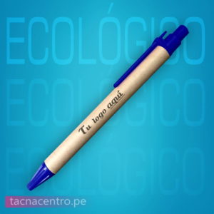 lapicero ecologico publicitario azul para personalizar con logo