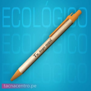 lapicero ecologico publicitario naranja para personalizar con logo