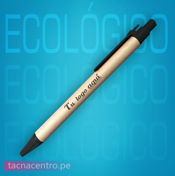 lapicero ecologico publicitario negro para personalizar con logo