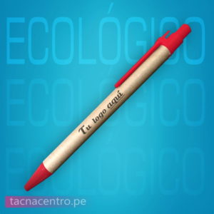 lapicero ecologico publicitario rojo para personalizar con logo