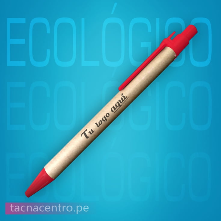 lapicero ecologico publicitario rojo para personalizar con logo