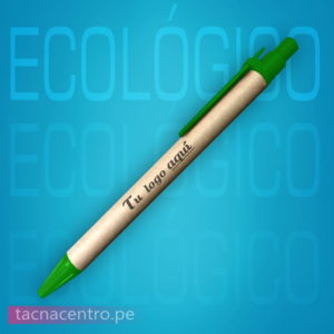 lapicero ecologico publicitario verde para personalizar con logo