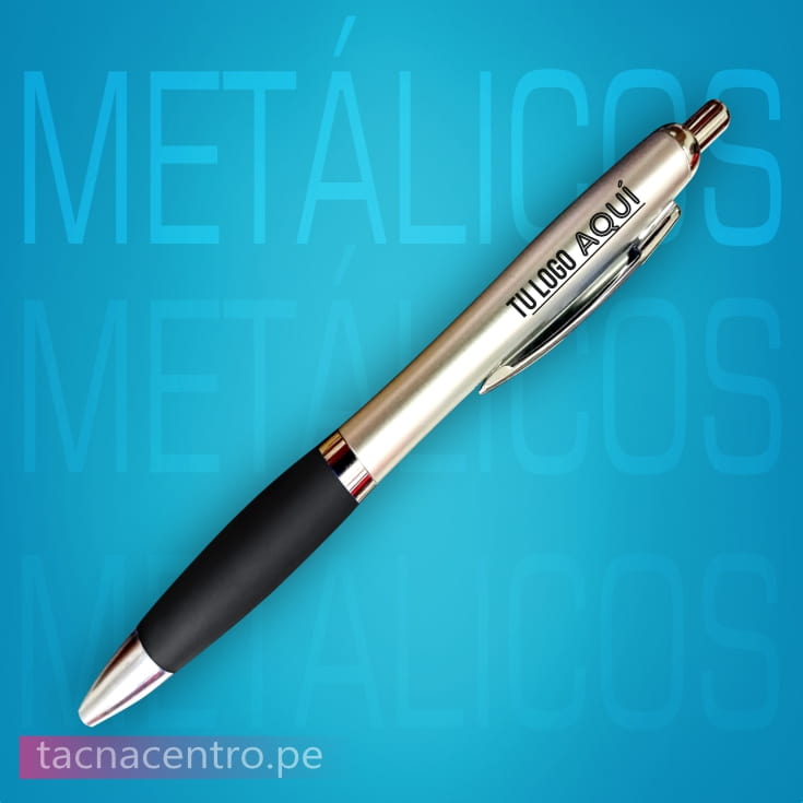 lapicero metalico color negro publicitario para personalizacion con logo