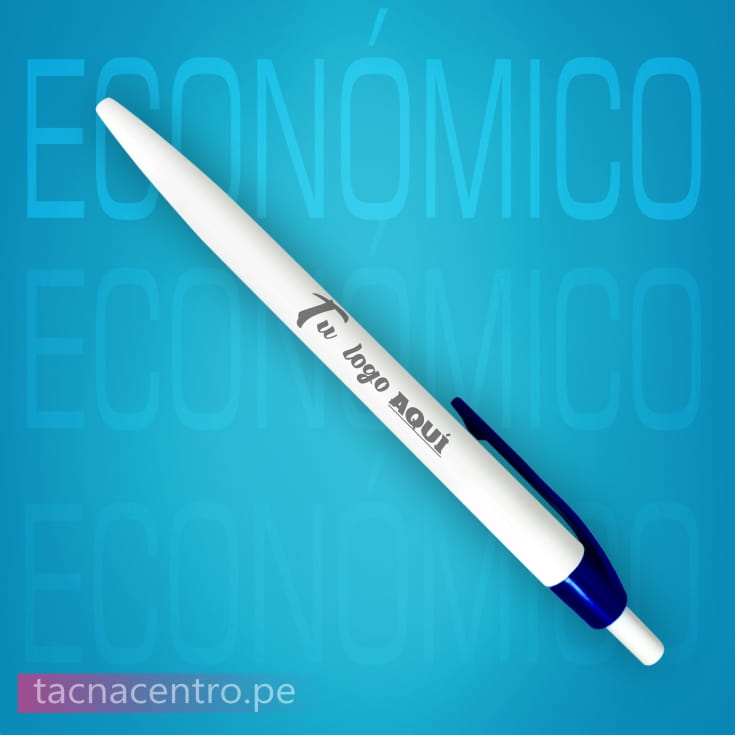 lapicero plastico economico color azul para personalizacion con logo