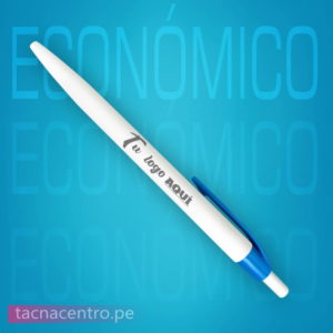 lapicero plastico economico color celeste para personalizacion con logo