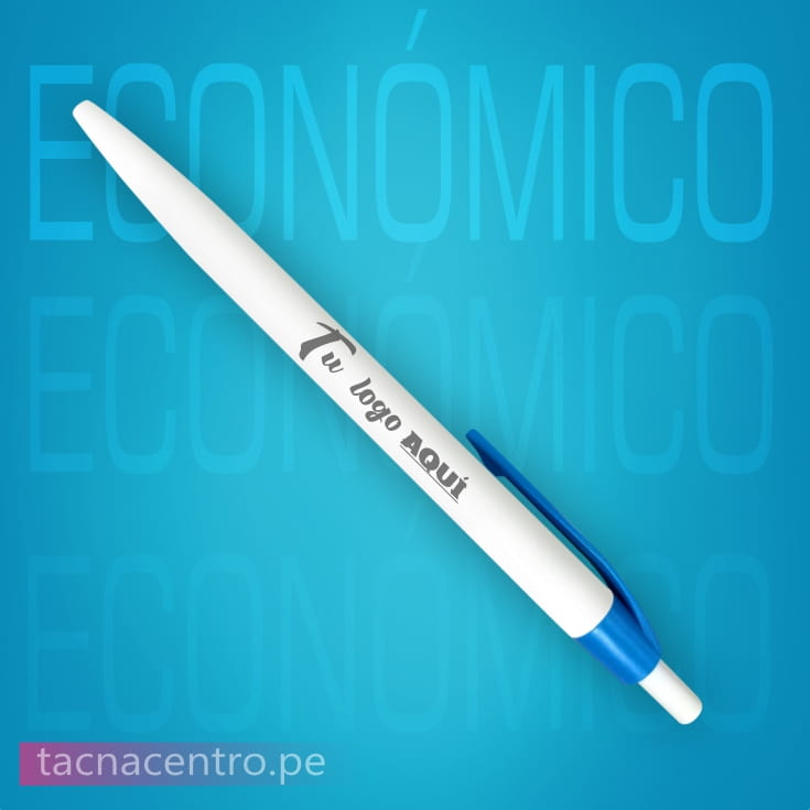 lapicero plastico economico color celeste para personalizacion con logo