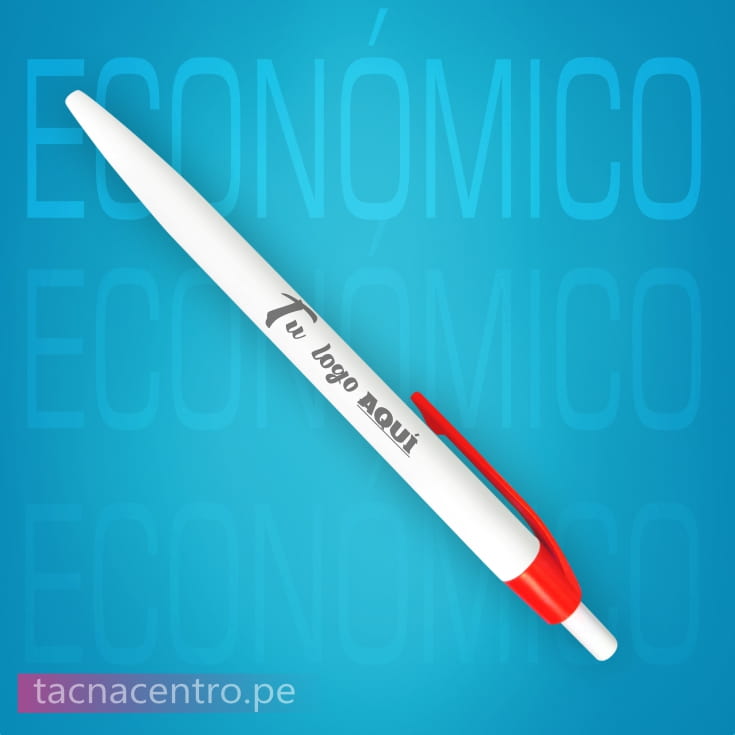 lapicero plastico economico color rojo para personalizacion con logo