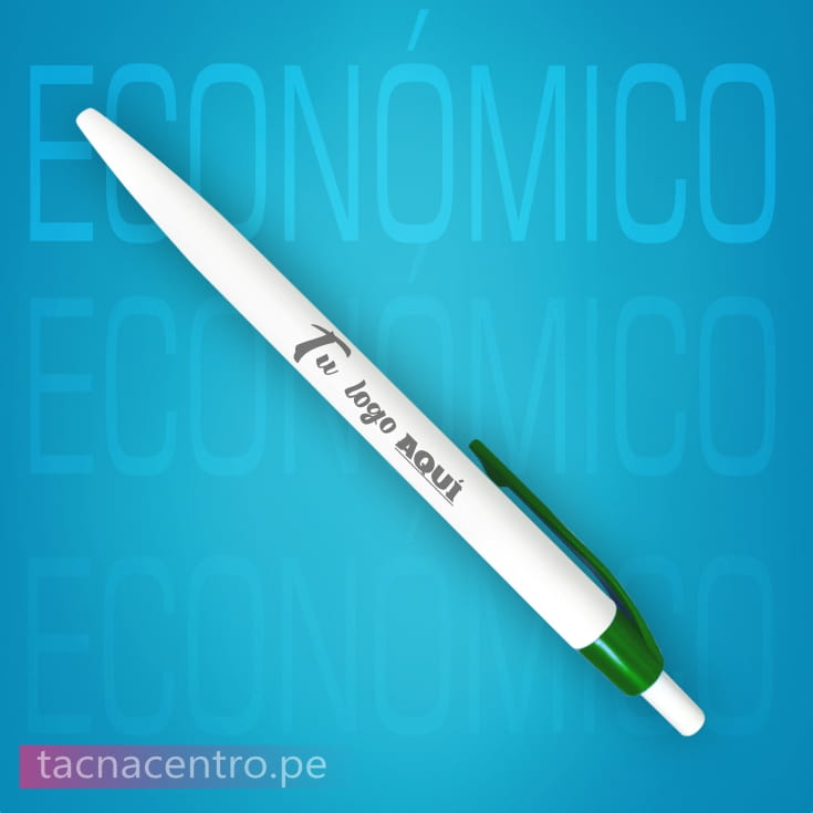 lapicero plastico economico color verde para personalizacion con logo