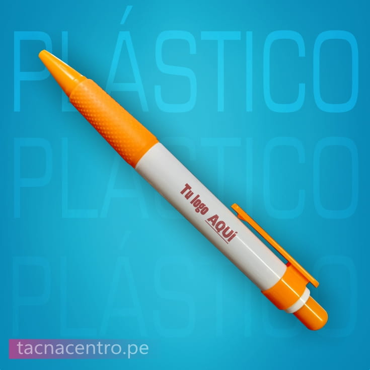 Lapicero de plastico publicitario color naranja para personalizacion con logo