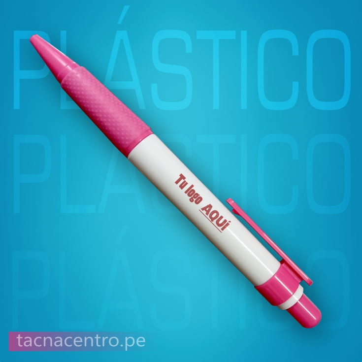 Lapicero de plastico publicitario color rosado para personalizacion con logo