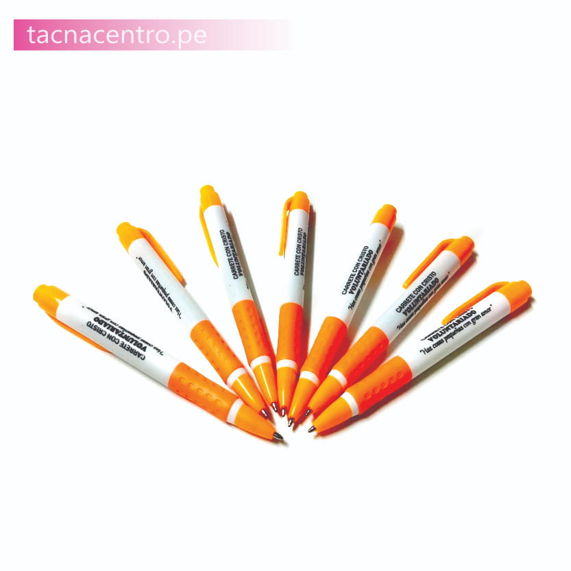 Venta al por mayor de lapiceros plasticos publicitarios con logo realizada en Peru