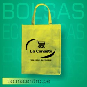 bolsas ecologicas de tela tnt publicitarias color amarillo con asa personalizado con logo
