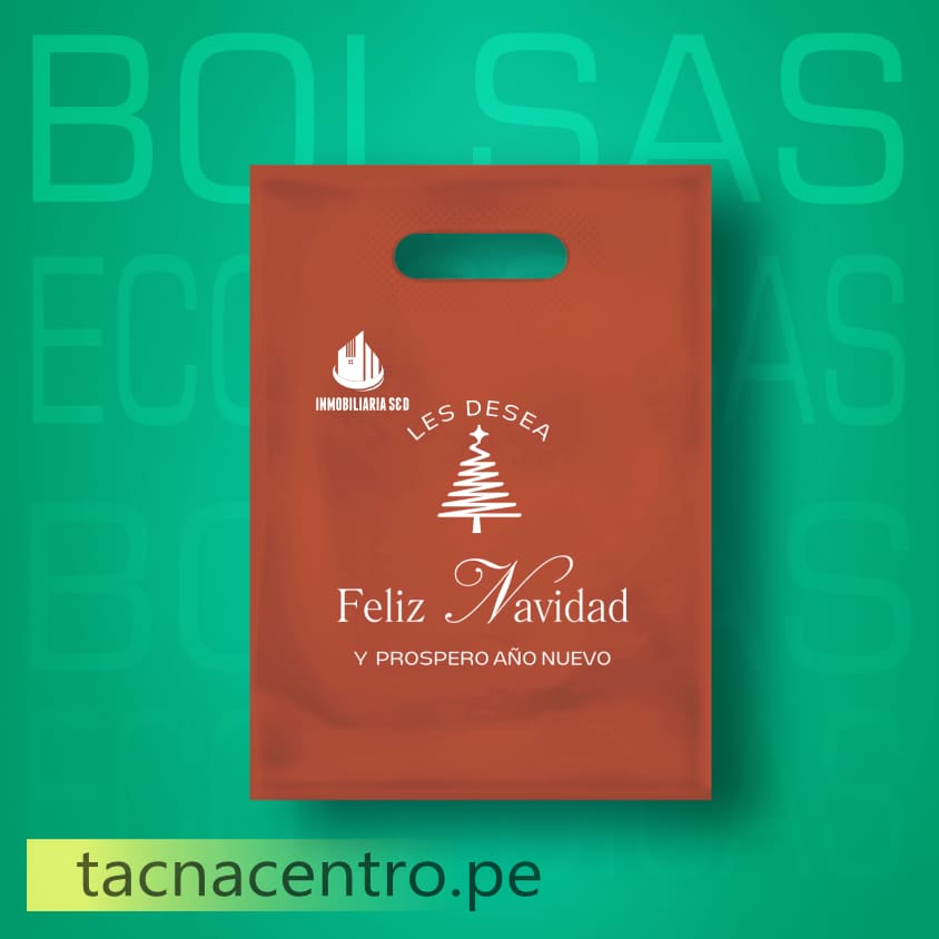 bolsas ecologicas de tela tnt publicitaria color rojo con asa troquelado personalizado con logo