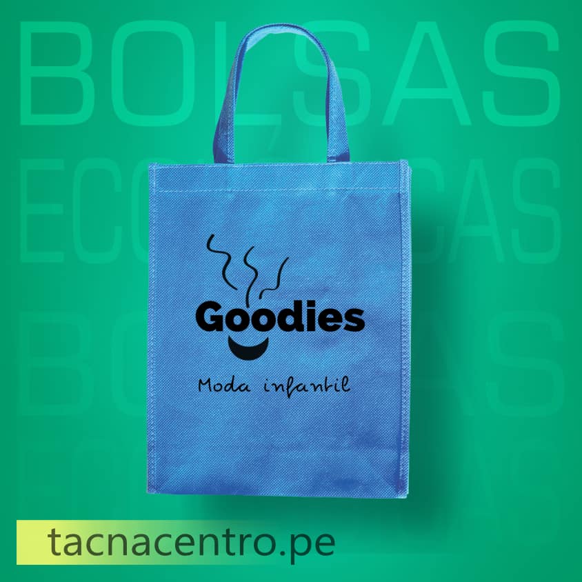bolsas ecologicas de tela tnt publicitarias color celeste con asa personalizado con logo
