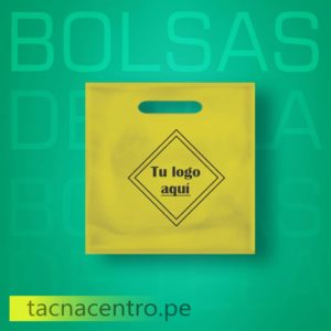 modelo bolsa de tela tnt friselina asa troquelado color amarillo para personalizar con logo