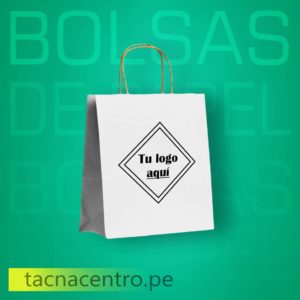 modelos bolsas de papel kraft ecologicas publicitarias con asa de cuerda color blanco para personalizar con logo