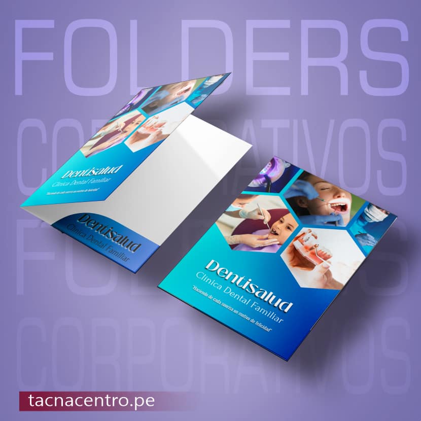 impresion de carpetas publicitarias creativas modelo personalizado full color acabado brillante full tamaño oficio con solapa para centro odontologico proveedores por mayor tacna centro peru