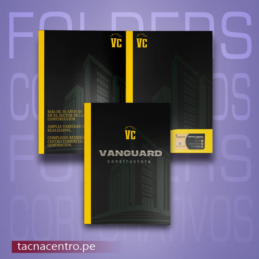 impresion de folders corporativos modelo personalizado full color tamaño oficio con bolsillo tarjetero para empresa constructora proveedores por mayor tacna centro peru