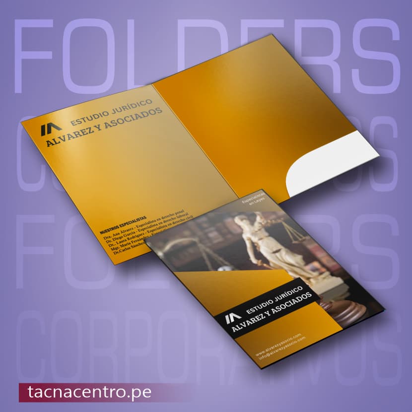impresion de folders publicitarios creativos modelo personalizado full color tira y retira medida oficio con bolsillo solapa para estudio juridico proveedores por mayor tacna centro peru