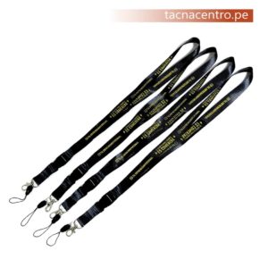 venta de lanyards personalizados con logo estampado, cinta color negra peru precios por mayor