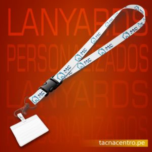 modelos lanyards personalizados con logo publicitario cinta blanca y portacredencial, venta en peru precios por mayor tacna centro