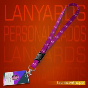 modelos lanyards personalizados con logo publicitario cinta morada y fotocheck, venta en peru precios por mayor tacna centro