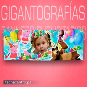 modelo de gigantografia publicitaria diseño personalizado de peppa pig y masha y el oso para cumpleaños infantil precios de fabrica tacna centro peru