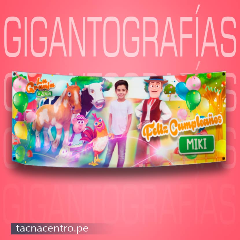 modelo de gigantografia publicitaria para cumpleaños con diseño de la granja de zenon precios de fabrica tacna centro peru