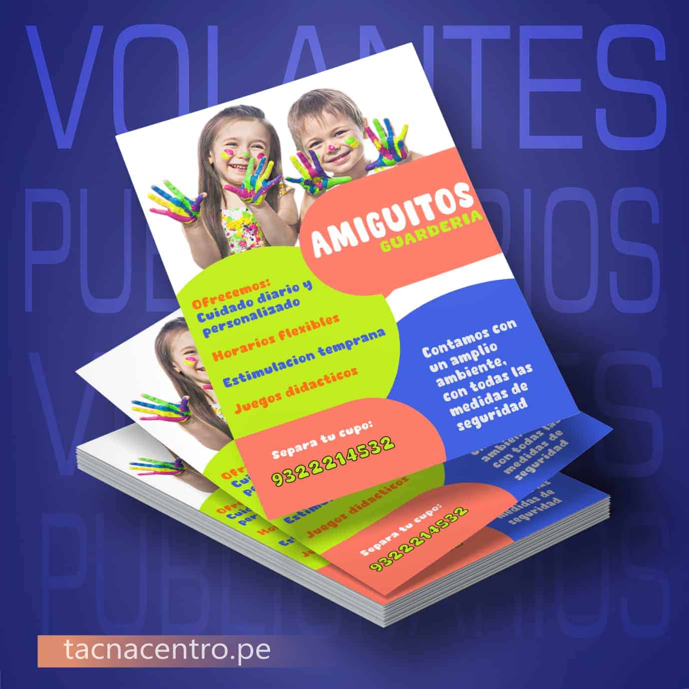 modelos de volantes publicitarios, diseño personalizado de guarderia cuna jardin con impresion full color- tacna centro peru