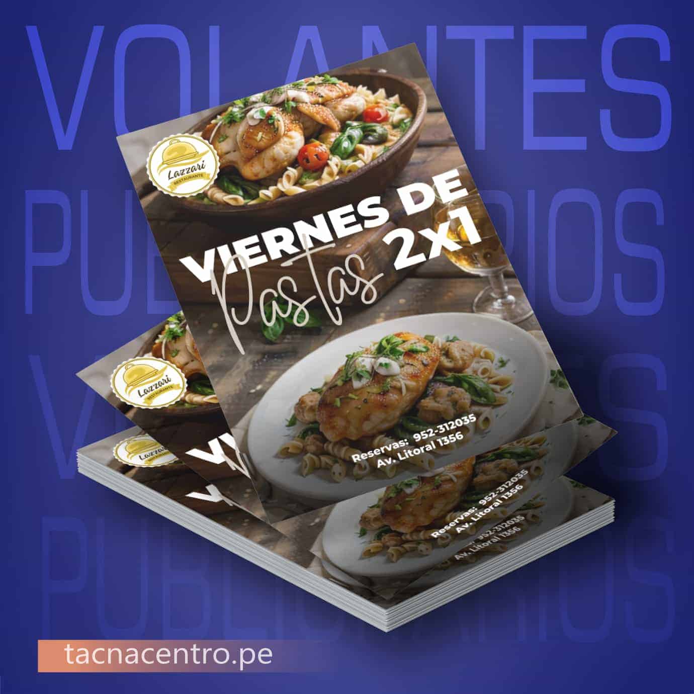 modelos de volantes publicitarios con diseño personalizado para restaurante comida italiana impresion full color - tacna centro