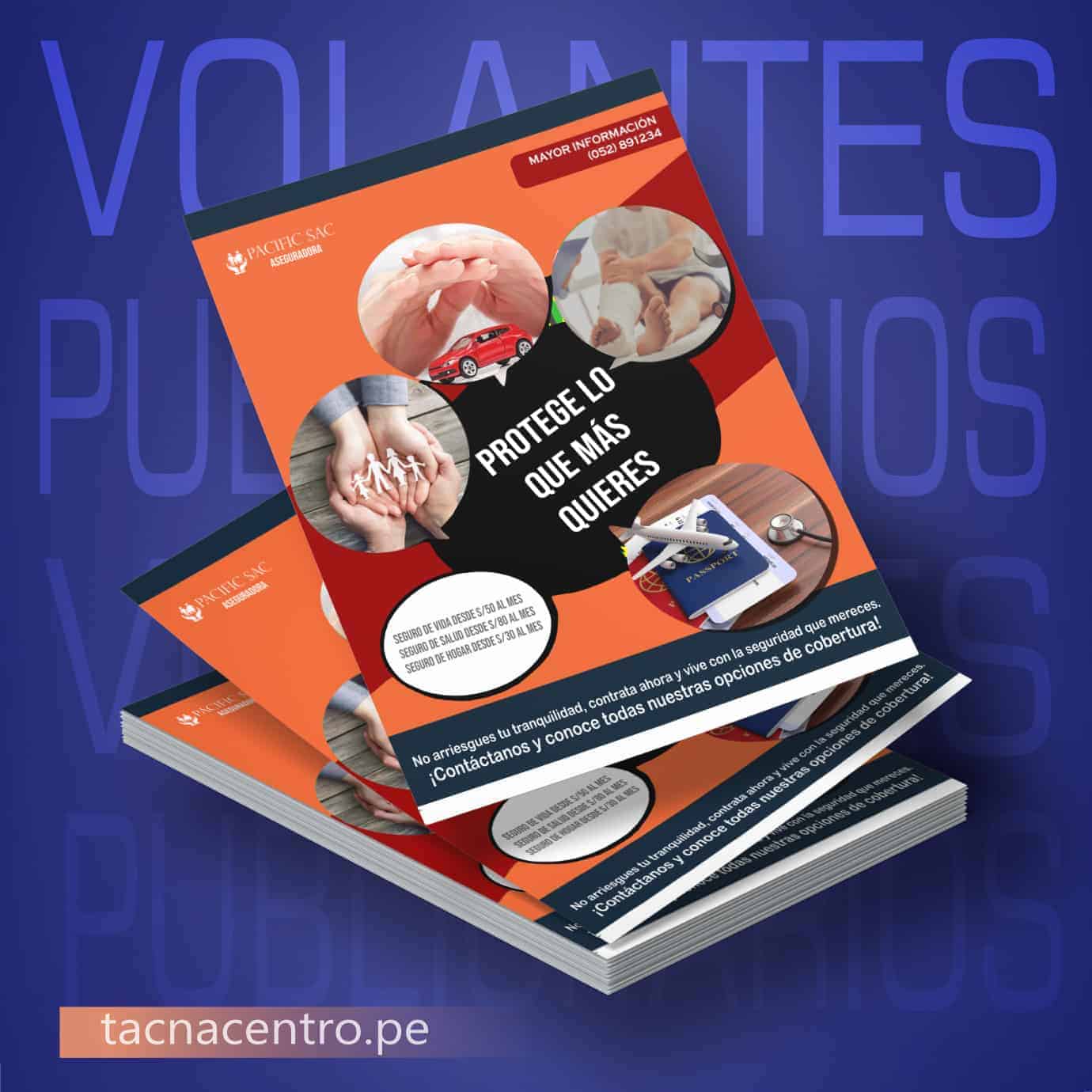 modelos de volantes publicitarios con diseño personalizado servicios agencias de seguros de vida con impresion full color - tacna centro