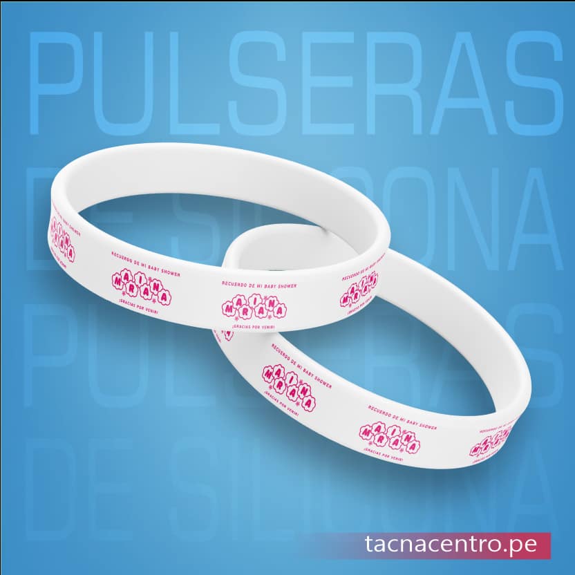 pulseras de silicona para eventos color blanco diseño con frase de baby shower - venta y fabricacion tacna centro peru
