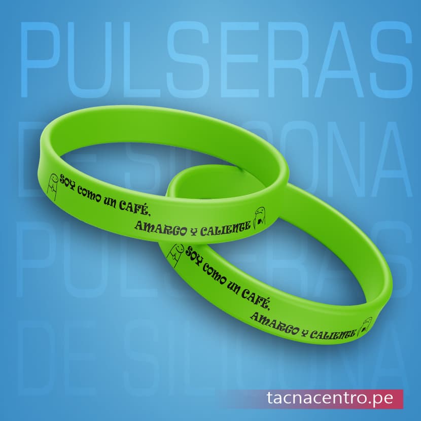 pulseras de silicona para eventos color verde diseño flork con frase personalizada- venta y fabricacion tacna centro peru