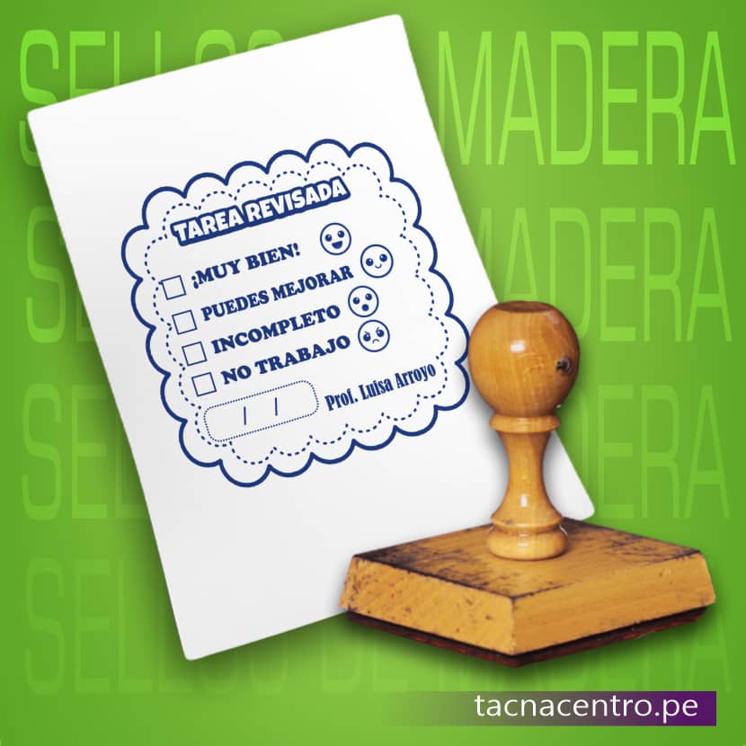 sellos de madera personalizado para maestras e instutciones educativas tacna centro peru