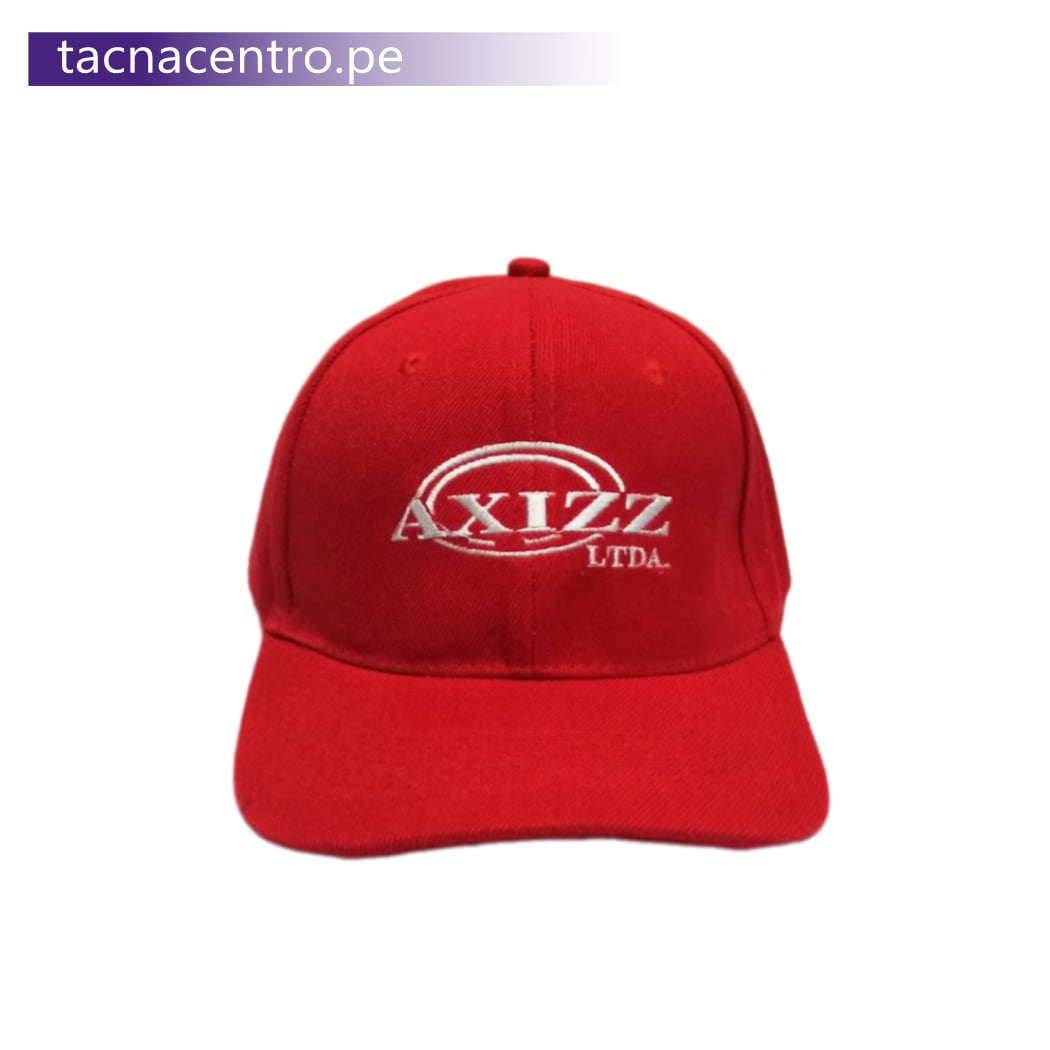 gorra publicitaria drill modelo jockey color rojo con diseño bordado tacna centro peru