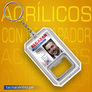 llavero acrilico rectangular con destapador personalizado para campaña politica publicitaria- tacna centro peru proveedores con precios mayoristas