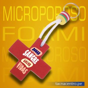 llavero microporoso foami publicitario con logo o frase y forma personalizada de cruz-tacna centro peru proveedores con precios mayoristas