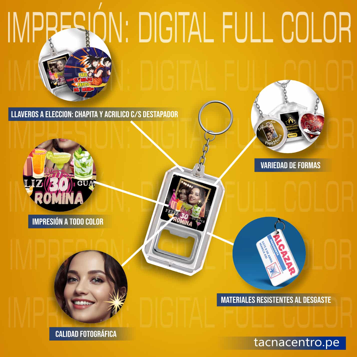 llaveros publicitarios personalizados detalle de impresion digital full color-tacna centro peru proveedores con precios mayoristas