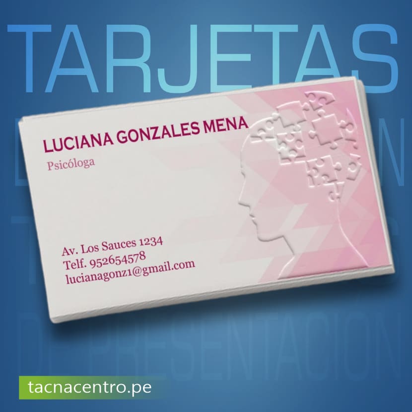modelo de tarjeta de presentacion con relieve 3d repujado para profesional psicologo tacna centro peru precios mayoristas