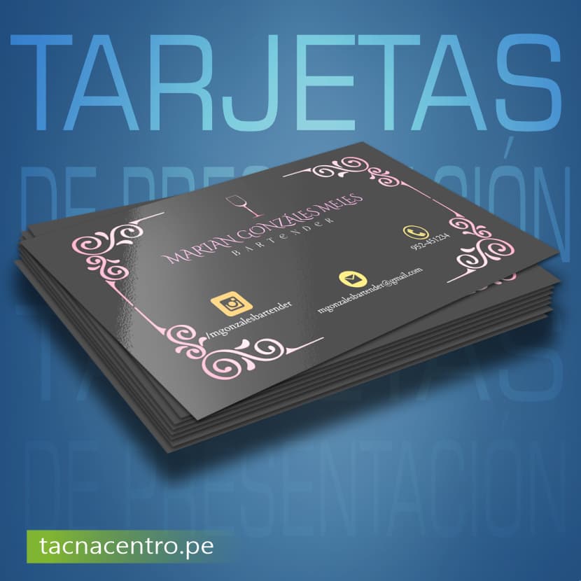 modelo de tarjeta de presentacion personal elegante para bartender tacna centro peru precios mayoristas