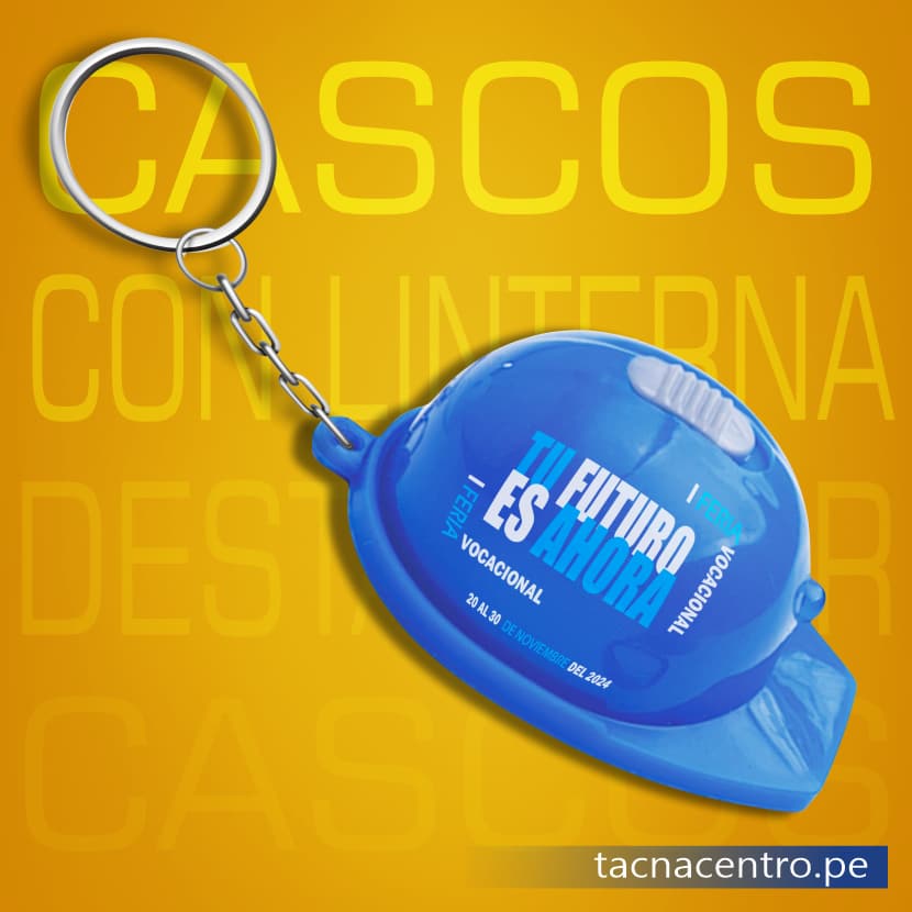 modelo llaveros casco destapador con linterna color azul con diseño personalizado para feria de orientacion vocacional - tacna centro peru proveedores con precios mayoristas