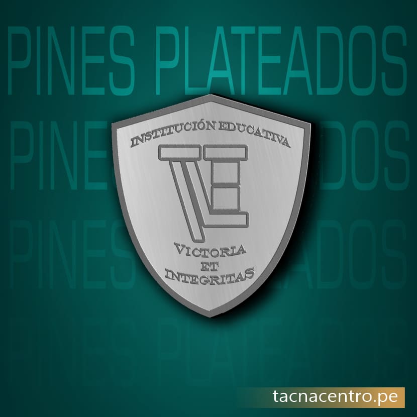 pin metalico plateado para institucion educativa con grabado tacna centro peru