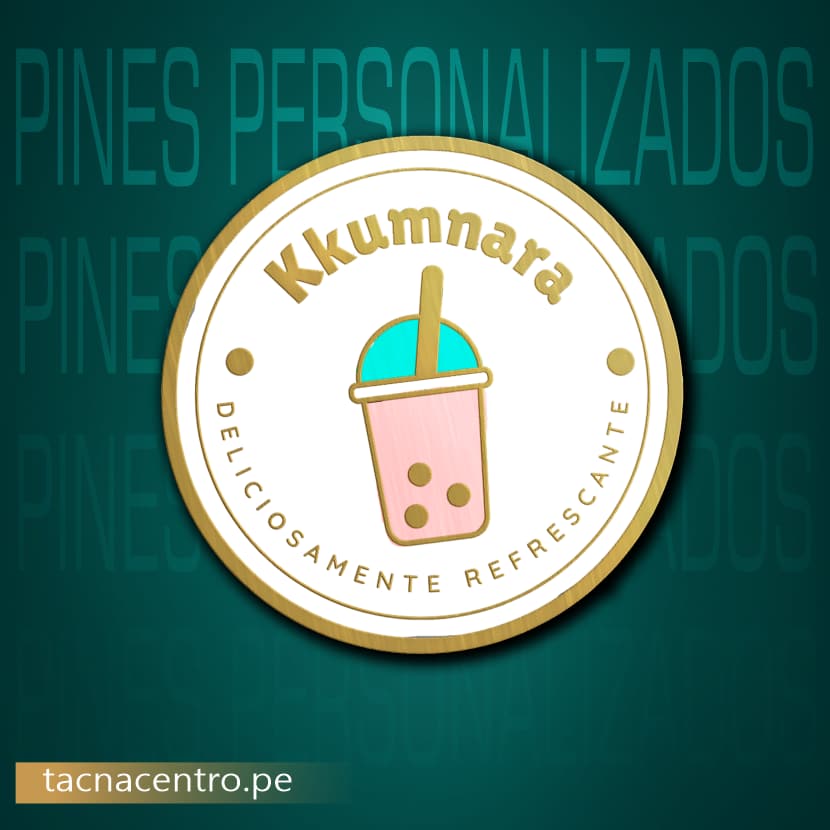 pin dorado con diseño grabado relieve y pintado tacna centro peru