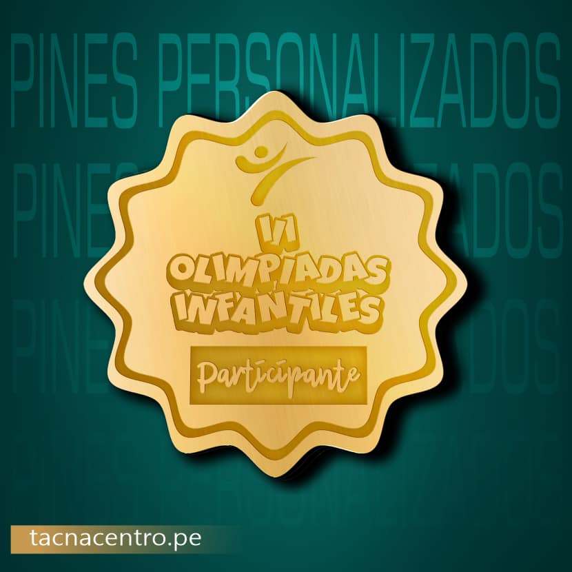 pin dorado solapero con grabado y forma troquelada tacna centro peru