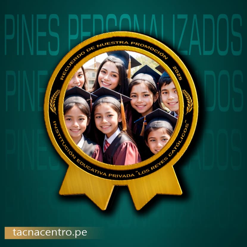 pin dorado con sublimado grabado y relieve tacna centro peru