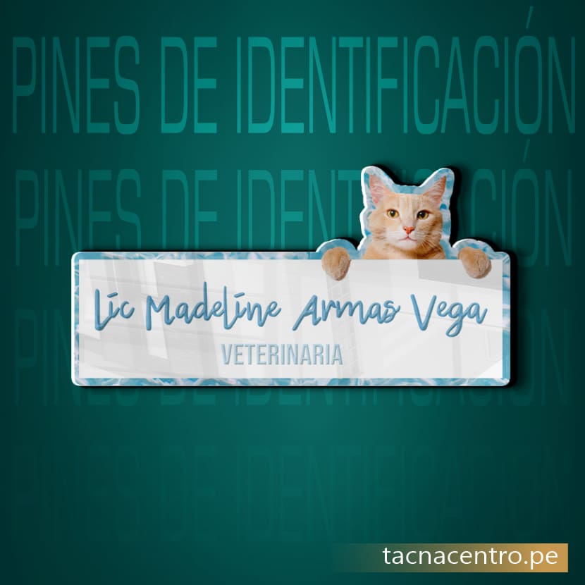 pin metalico de identificacion de personal forma troquelada y diseño sublimado tacna centro peru